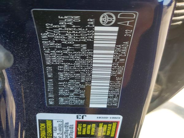 2012 TOYOTA COROLLA