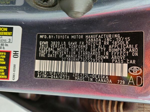 2016 TOYOTA COROLLA L/LE