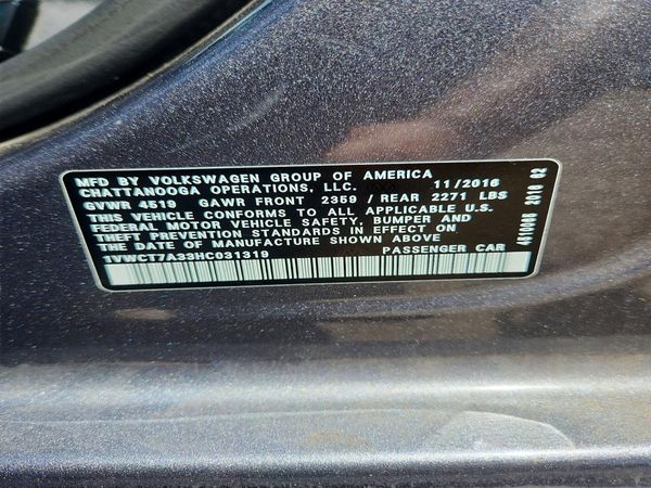 2017 VOLKSWAGEN PASSAT