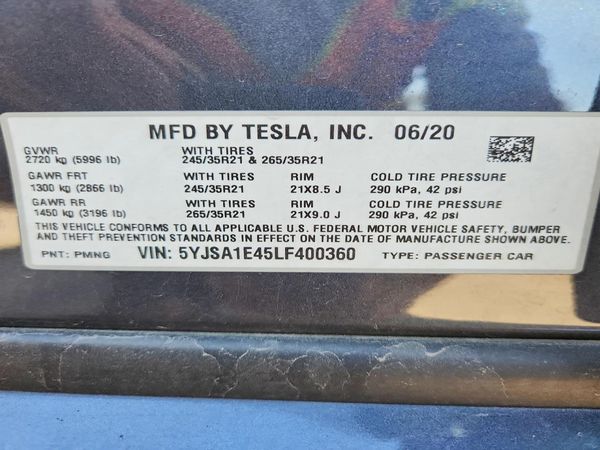 2020 TESLA MODEL S