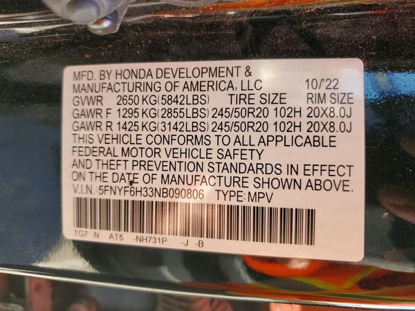 2022 HONDA PILOT