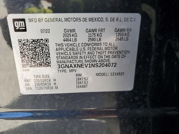 2022 CHEVROLET EQUINOX Premier (1LZ) — VINS