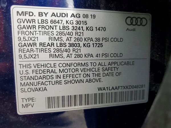 2019 AUDI Q7 — VINS