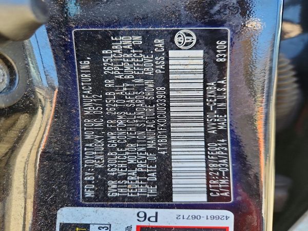 2012 TOYOTA CAMRY SOLA Hybrid