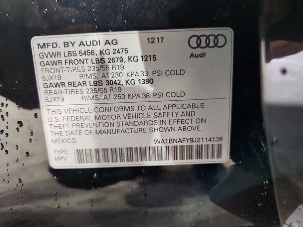 2018 AUDI Q5 quattro Premium Plus — VINS