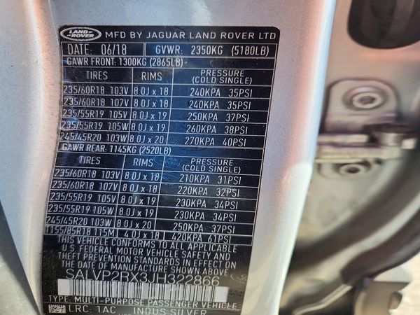 2018 LAND ROVER RANGE ROVER EVOQUE SE/SE Premium