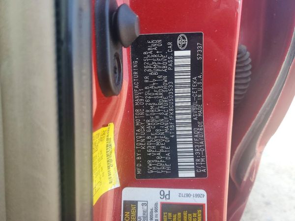 2012 TOYOTA CAMRY — VINS