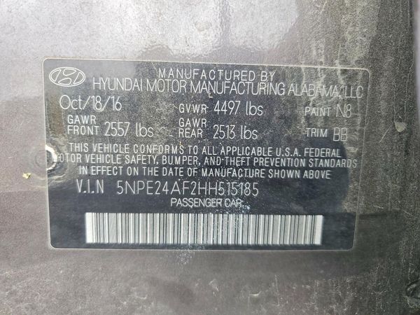 2017 HYUNDAI SONATA SE, Eco — VINS