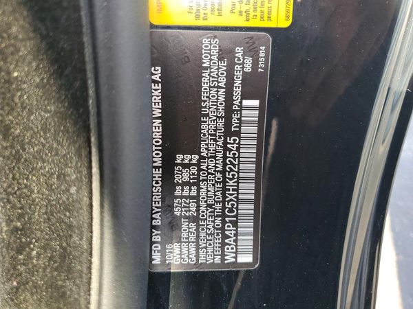 2017 BMW 4 SERIES — VINS
