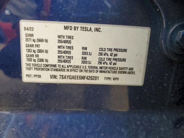 2022 TESLA MODEL Y