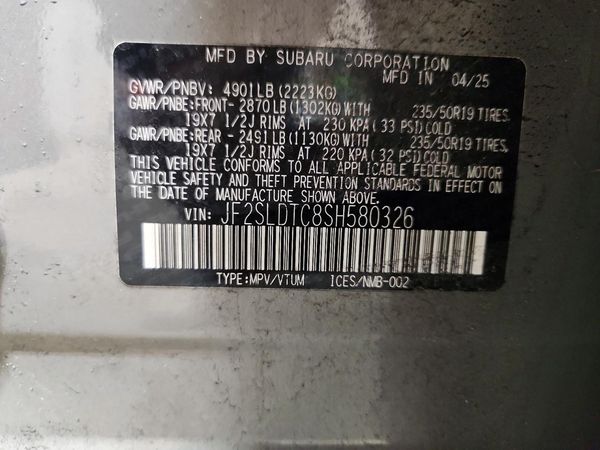 2025 SUBARU FORESTER Touring — VINS