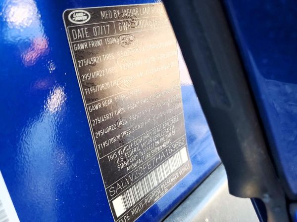 2017 LAND ROVER RANGEROVER SVR — VINS