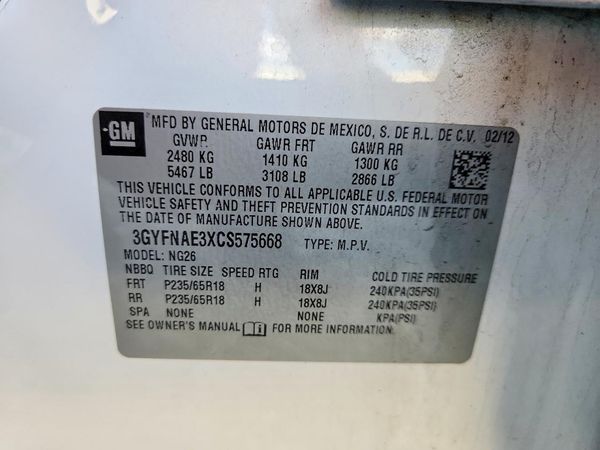 2012 CADILLAC SRX