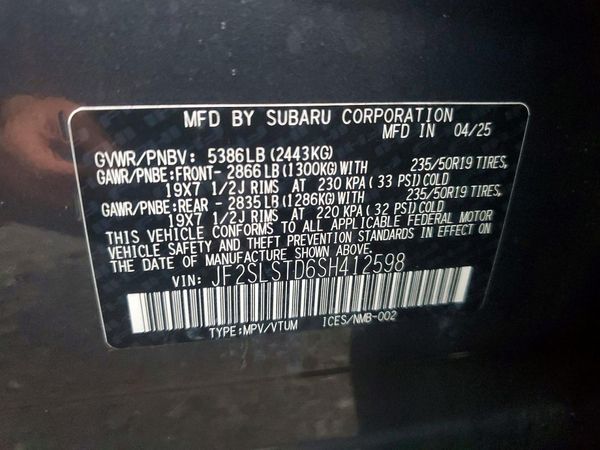 2025 SUBARU FORESTER Touring — VINS