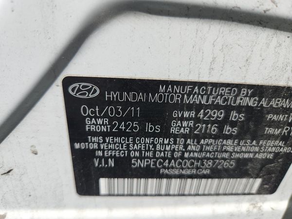 2012 HYUNDAI SONATA Middle level