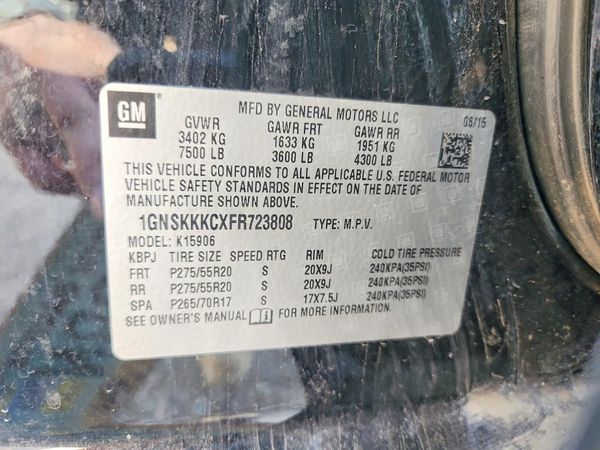 2015 CHEVROLET SUBURBAN LTZ — VINS