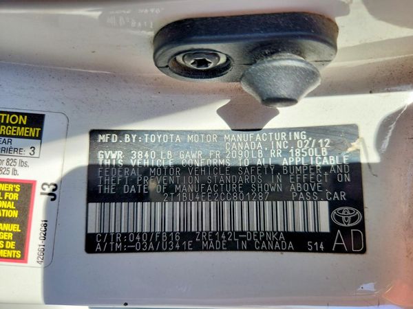 2012 TOYOTA COROLLA