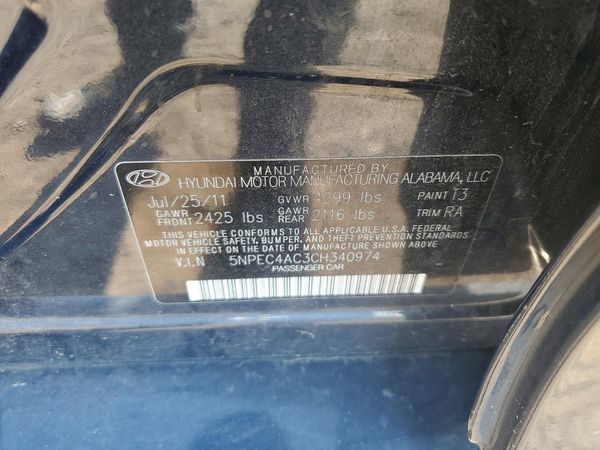 2012 HYUNDAI SONATA