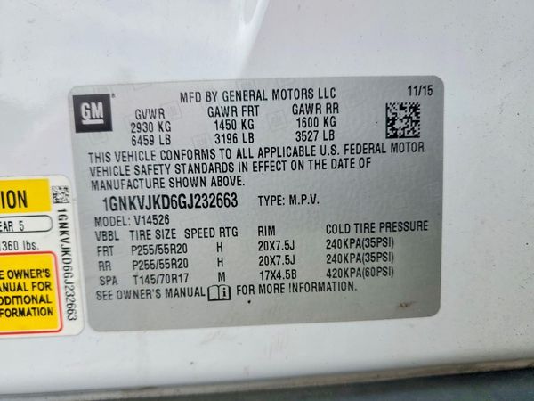 2016 CHEVROLET TRAVERSE LTZ