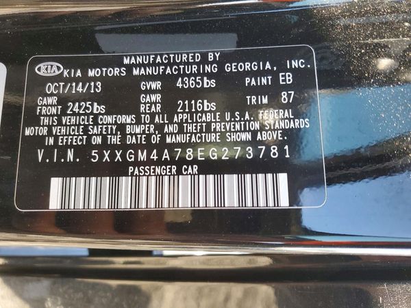 2014 KIA OPTIMA 2.4 LX STD/Conv — VINS