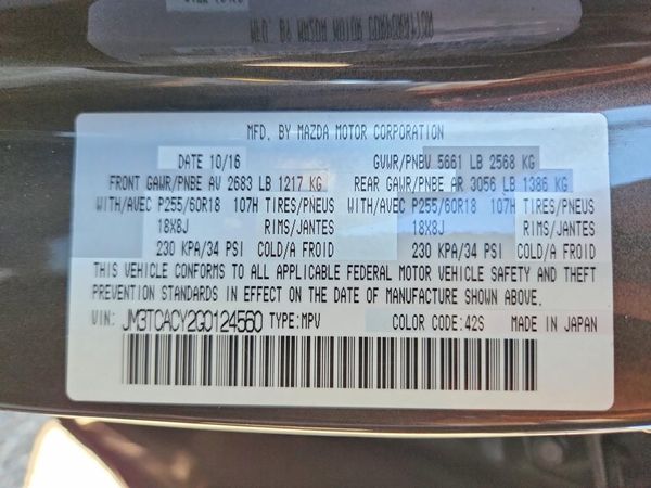 2016 MAZDA CX-9 — VINS