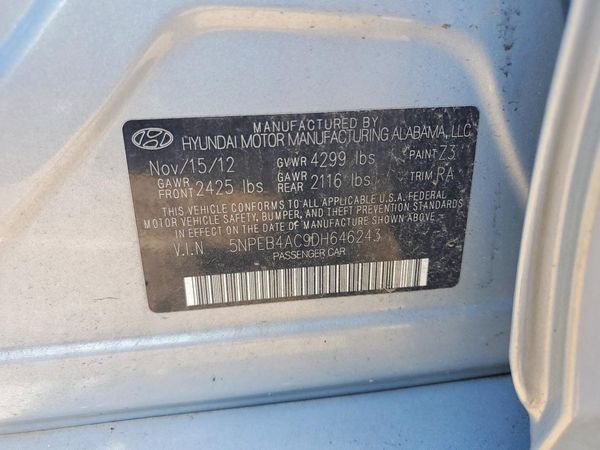 2013 HYUNDAI SONATA GLS/ GLS Popular — VINS