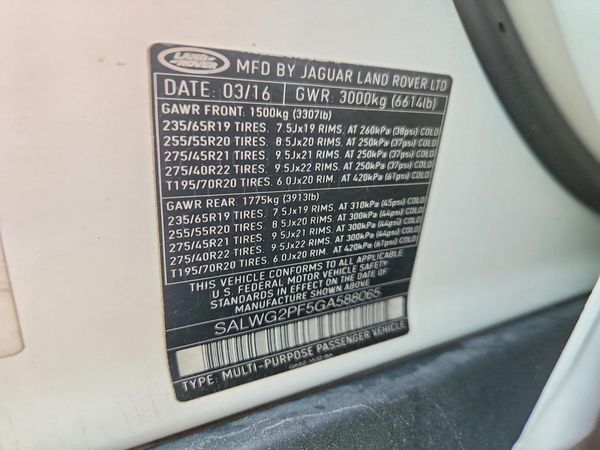 2016 LAND ROVER RANGEROVER SE