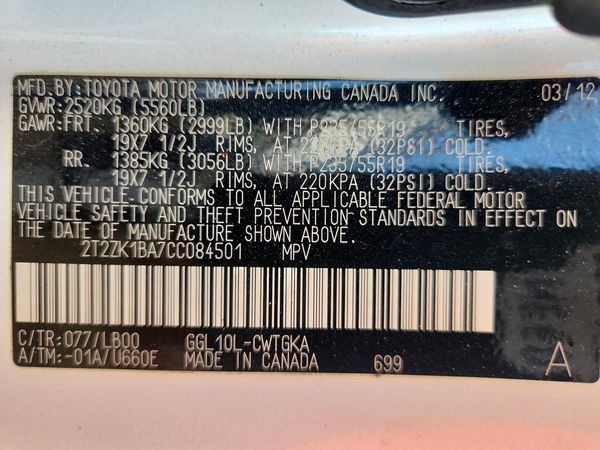2012 LEXUS RX 350