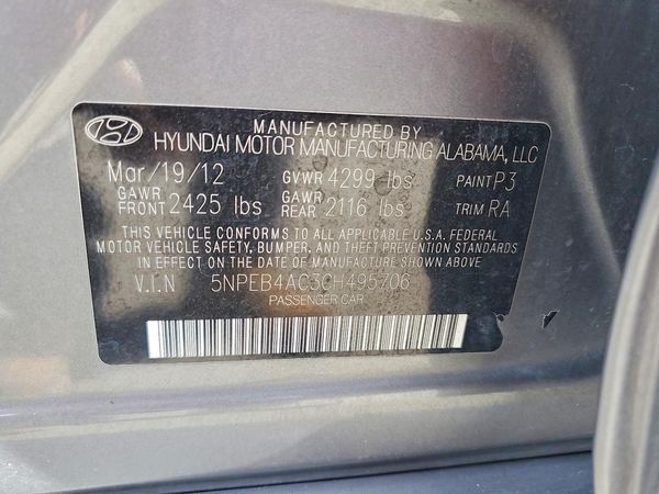 2012 HYUNDAI SONATA Middle-low level