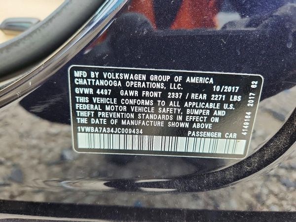 2018 VOLKSWAGEN PASSAT SE, SE w/ Technology — VINS