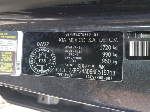 2022 KIA FORTE FE, LXS