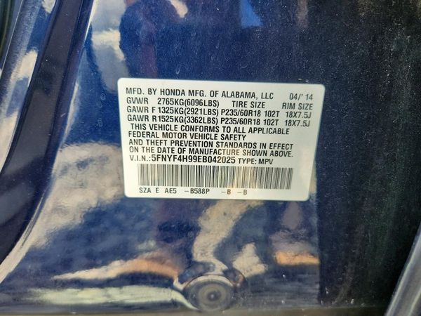2014 HONDA PILOT TOURING — VINS