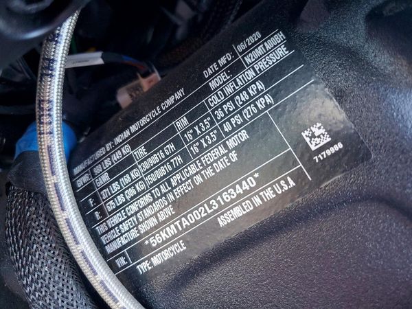 2020 INDIAN MOTORCYCLE CO. MOTORCYCLE Base spec