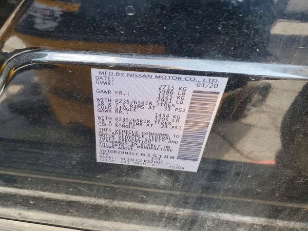 2020 NISSAN PATHFINDER SV