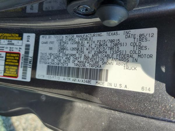 2012 TOYOTA TACOMA