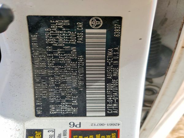 2013 TOYOTA CAMRY — VINS