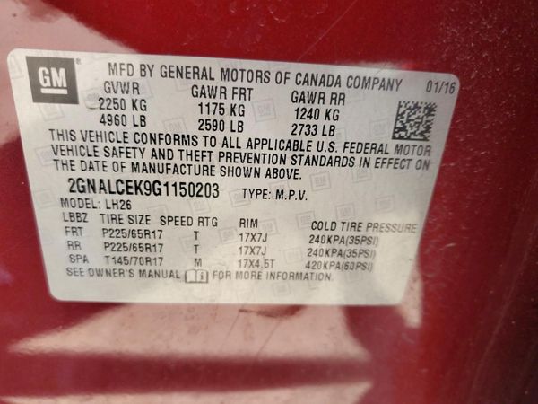 2016 CHEVROLET EQUINOX LT