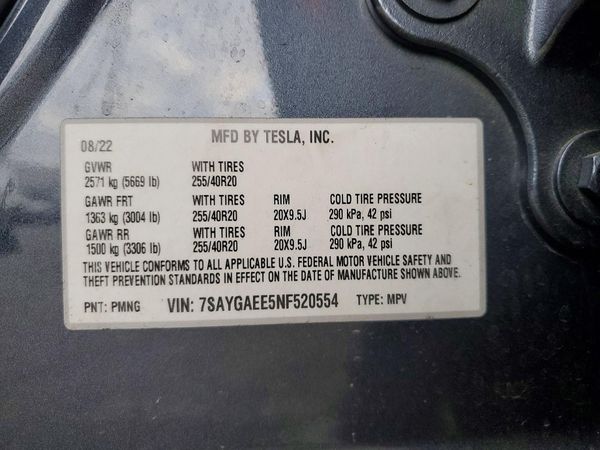 2022 TESLA MODEL Y