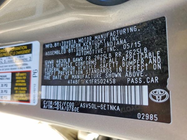 2015 TOYOTA CAMRY