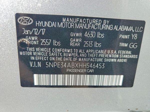2017 HYUNDAI SONATA