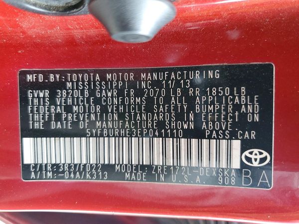 2014 TOYOTA COROLLA L/LE