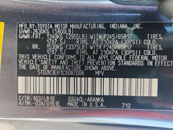 2012 TOYOTA HIGHLANDER Base/Hybrid