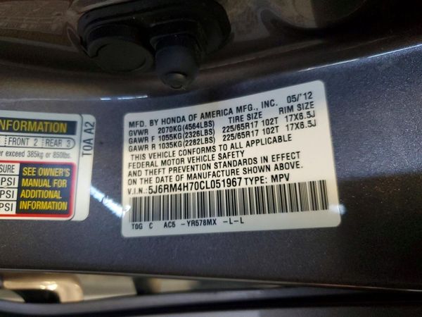 2012 HONDA CRV EX-L