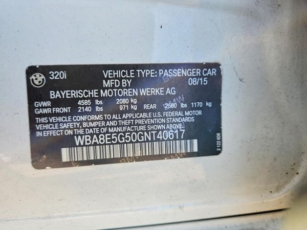 2016 BMW 3 SERIES xDrive SA — VINS