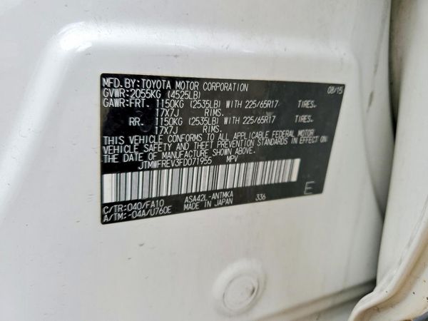 2015 TOYOTA RAV4 XLE (M Grade)