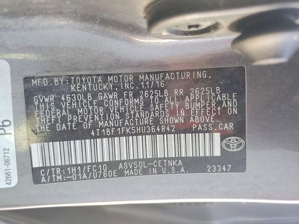 2017 TOYOTA CAMRY