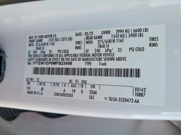 2021 FORD F150