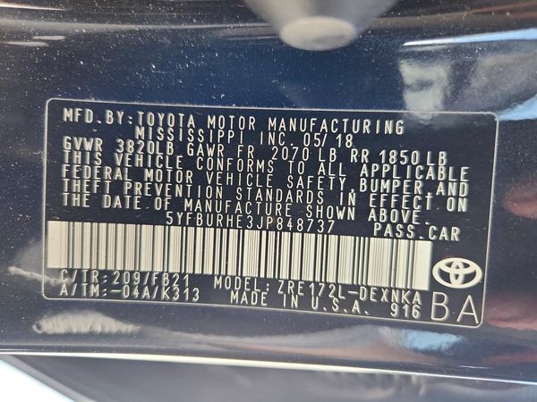 2018 TOYOTA COROLLA L/LE/SE/XLE/XSE