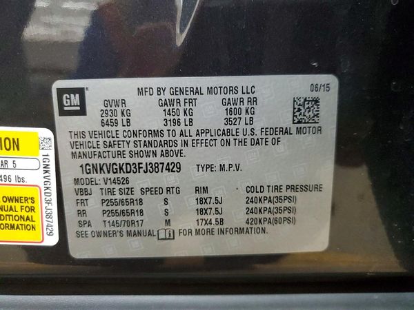 2015 CHEVROLET TRAVERSE 1LT — VINS