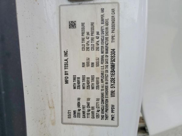 2021 TESLA MODEL 3